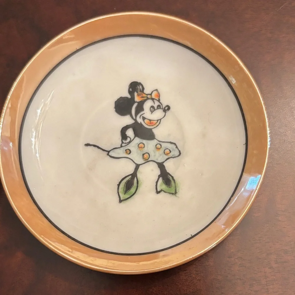 Vintage Antique 30’s or 40’s Disney Mickey & Minne Mouse Lusterware Set 6 Pieces